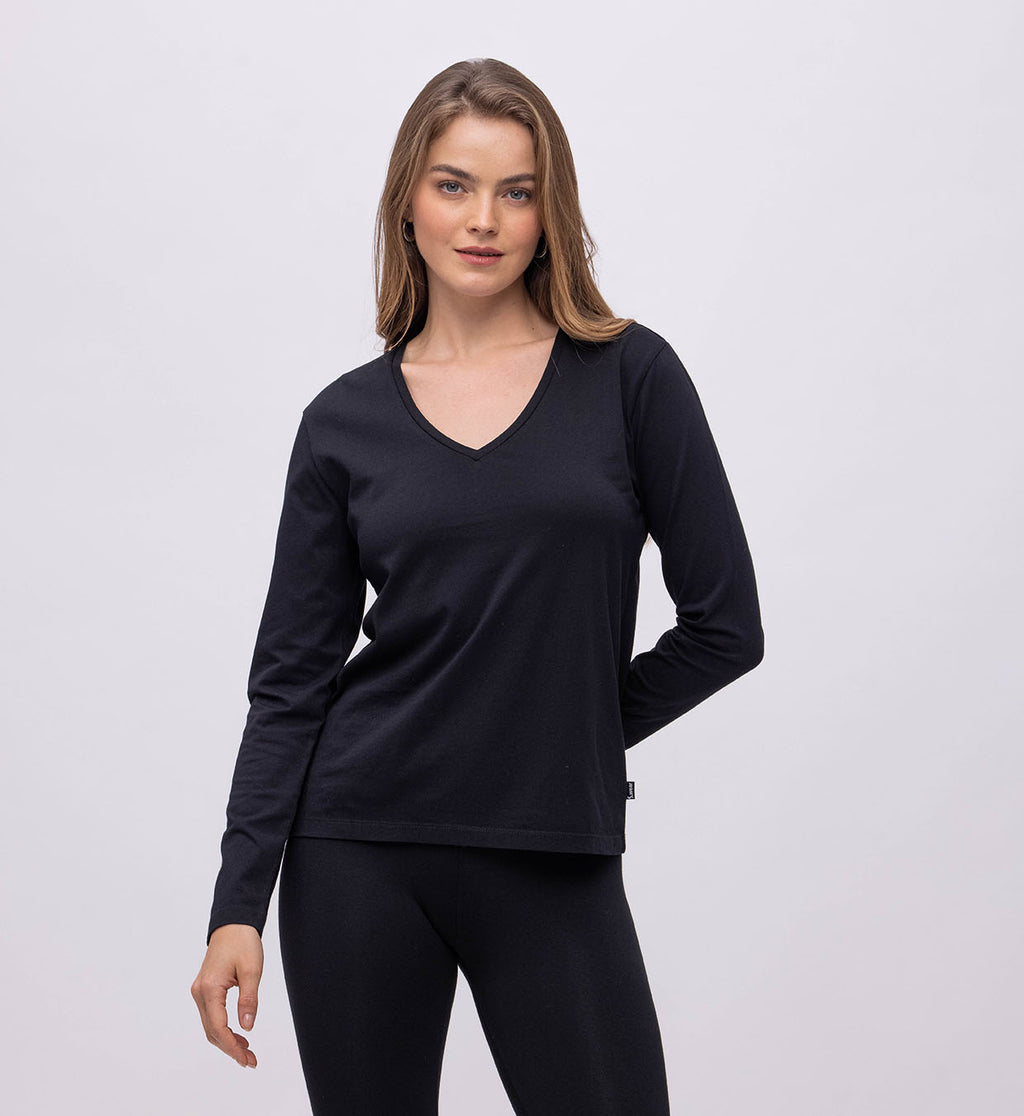 Basic V-Neck Long Sleeve Top