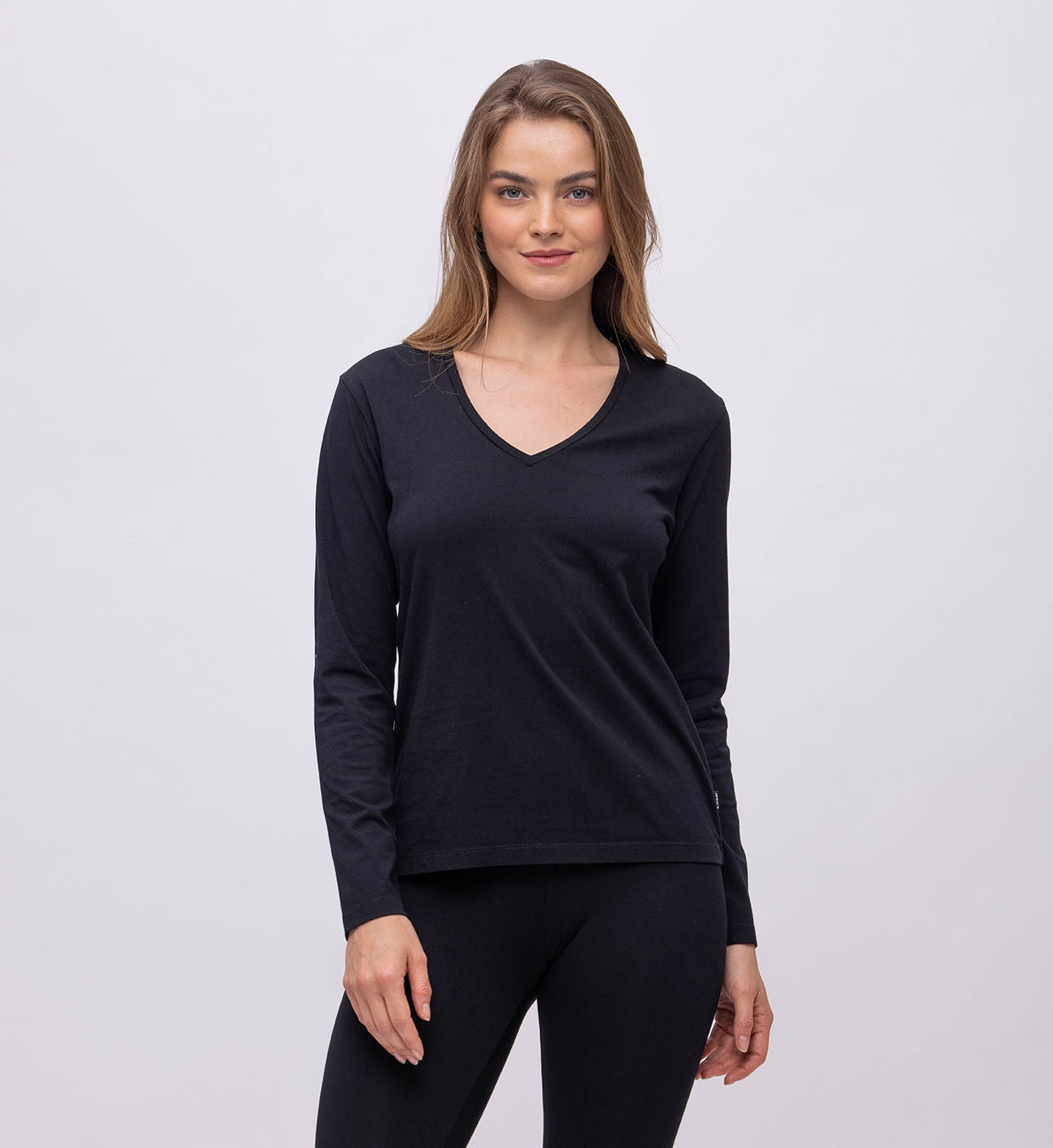 Basic V-Neck Long Sleeve Top